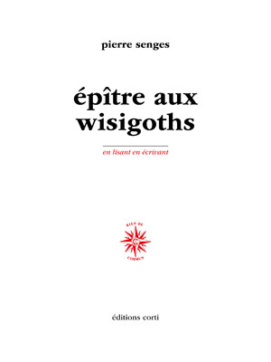 Couverture du livre Épître aux Wisigoths
